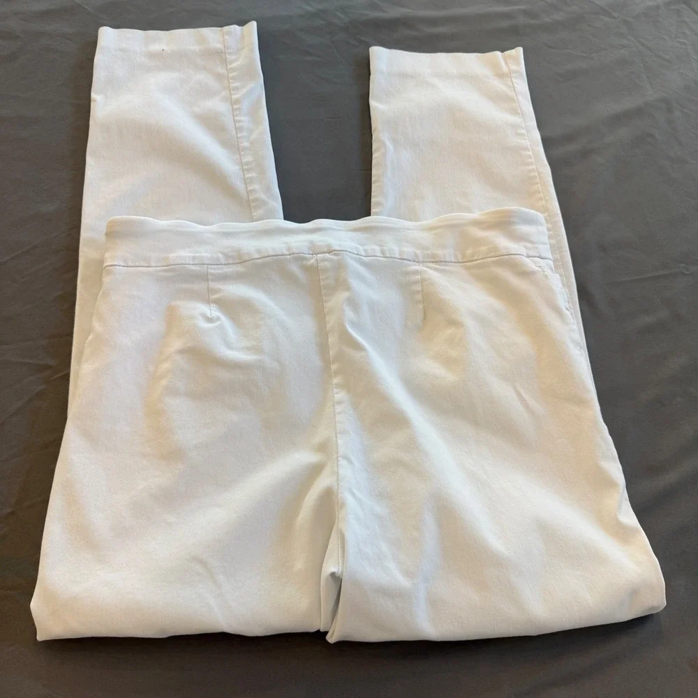 Kim Rogers Womens White Pull On Straight Leg Tummy Control Pants Size 12 Stretch